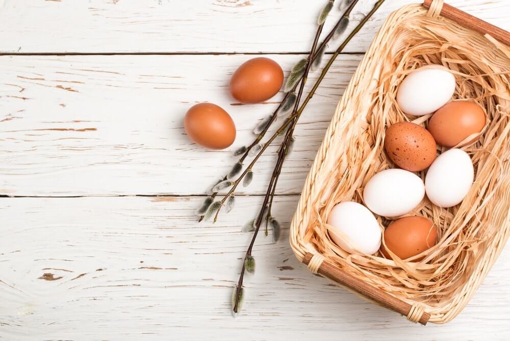 brown and white eggs